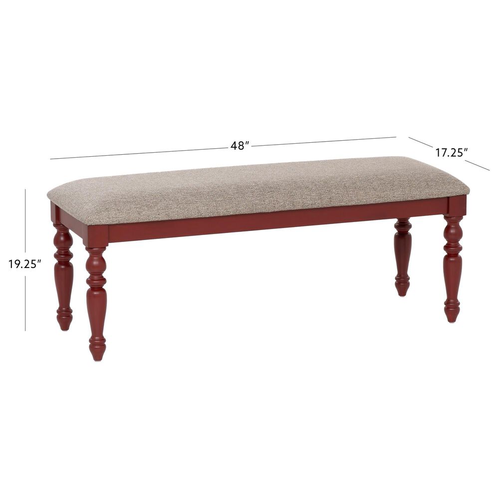 Linon Home Decor Trimble Dining Bench in Red, , large