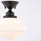 Vaxcel Huntley 10" 1-Light Semi Flush Mount with Milk Glass Shade in Oil Rubbed Bronze, , large