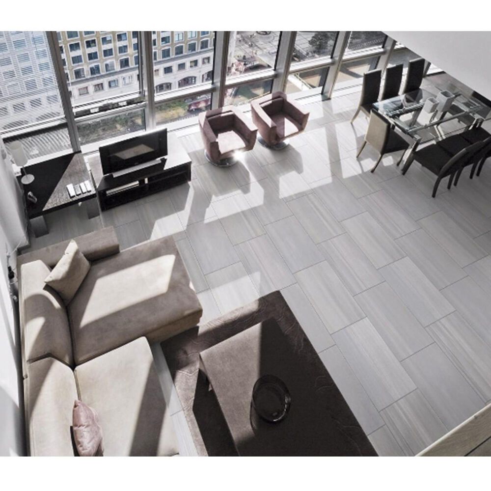 MS International Watercolor Grigio 12&quot; x 24&quot; Porcelain Tile, , large