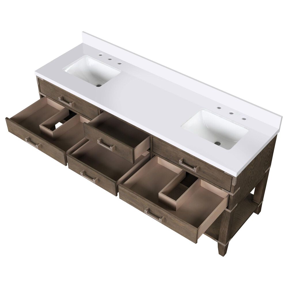 Lexora Home Norwalk 72&quot; Double Bathroom Vanity in Grey Oak with White Carrara Marble Top  and Rectangle Sink, , large