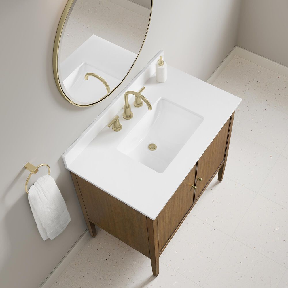 37B Heston 36" Single Bathroom Vanity in Kona with White Composite Stone Top and Backsplash, , large