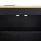 HOMLUX 74.8" Kitchen Island with Extendable Dining Table in Black and Natural, , large