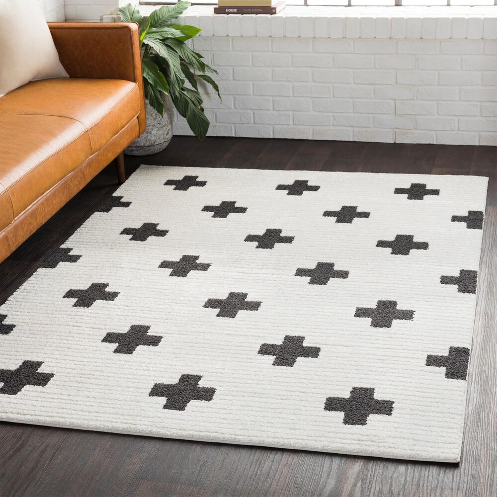 Surya Moroccan Shag MCS-2306 7&#39;10&quot; x 10&#39;3&quot; Black and White Area Rug, , large
