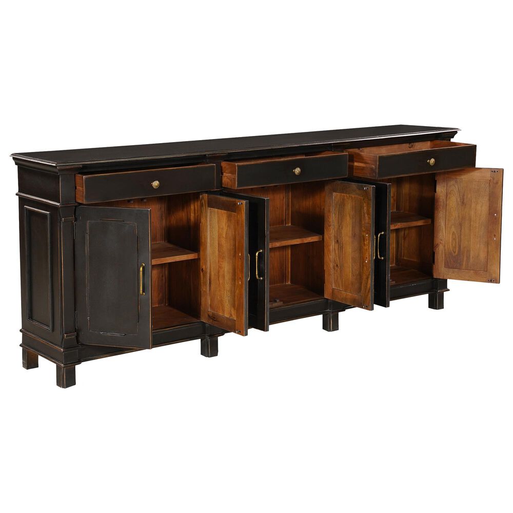 Home Trends &amp; Design Turin 100" Sideboard in Distressed Black and Walnut, , large