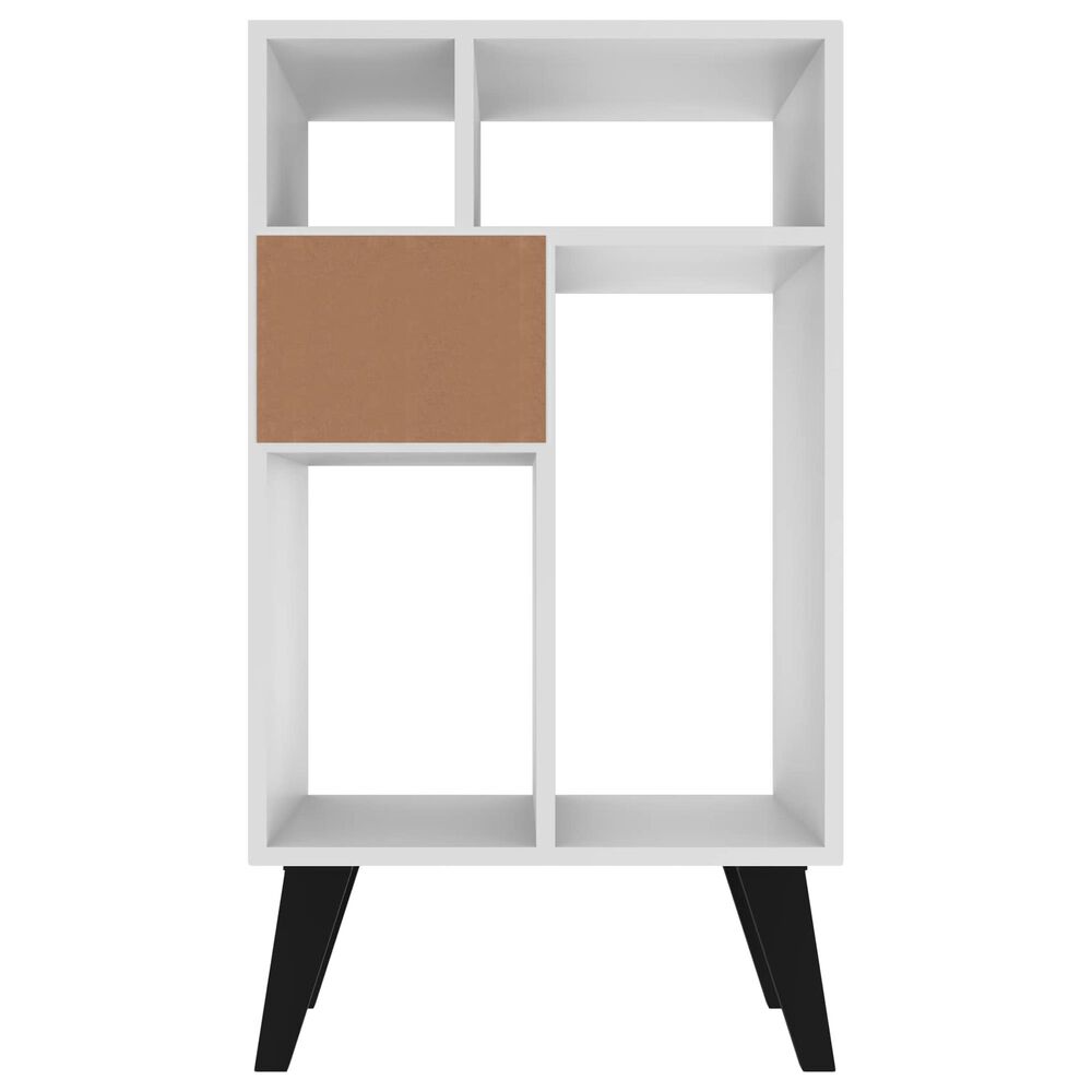 Dayton Warren 5-Shelf Bookcase in White/Black Feet, , large