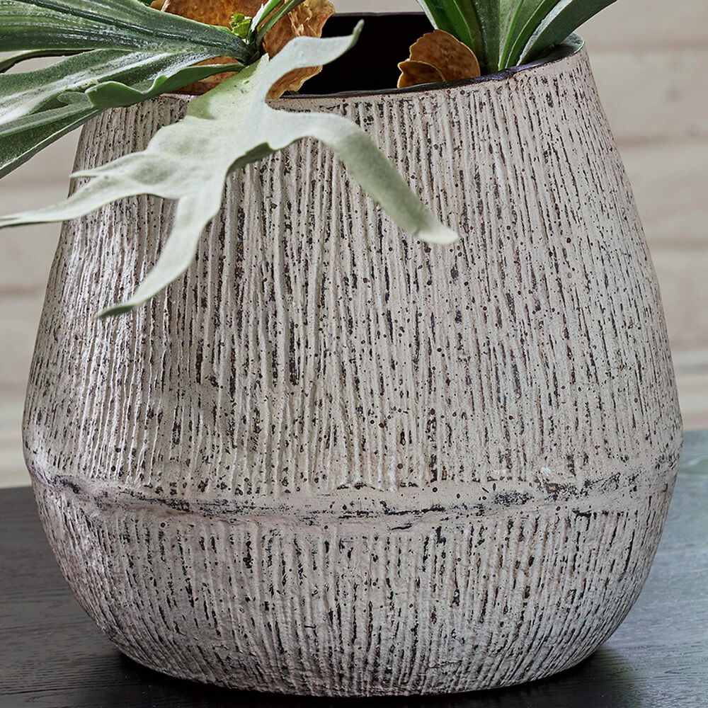 Ashley Claymount 10&quot; Vase in Distressed White and Brown, , large