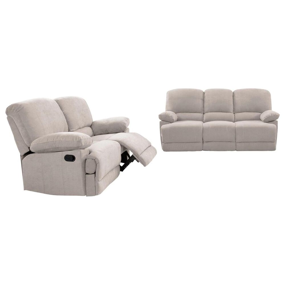 CorLiving Lea Reclining 2-Piece Set with Cupholders in Beige Fabric, , large