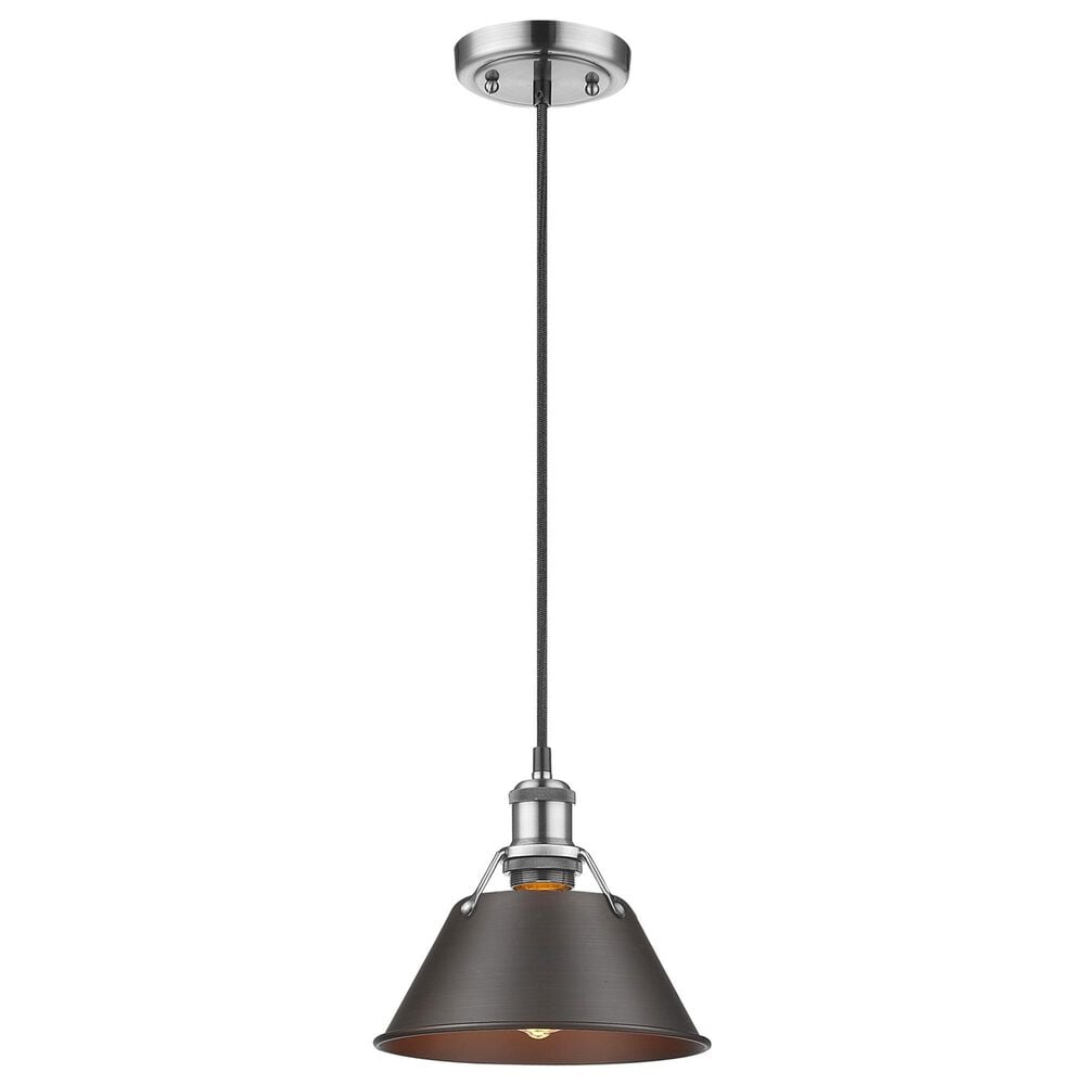 Golden Lighting Orwell 1-Light Small Pendant with Rubbed Bronze Shade in Pewter, , large