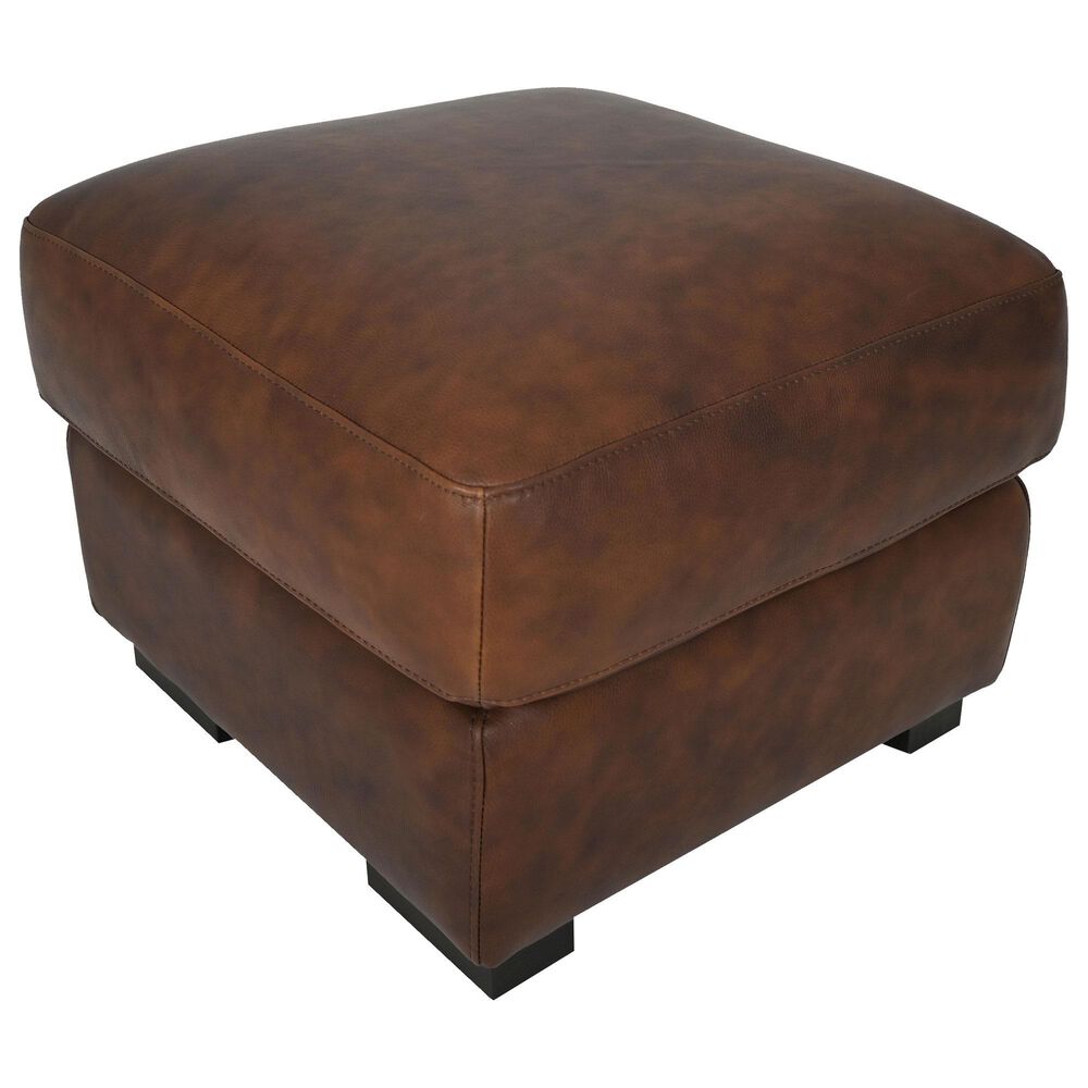 Softline Carusso Leather Ottoman in Whiskey, , large