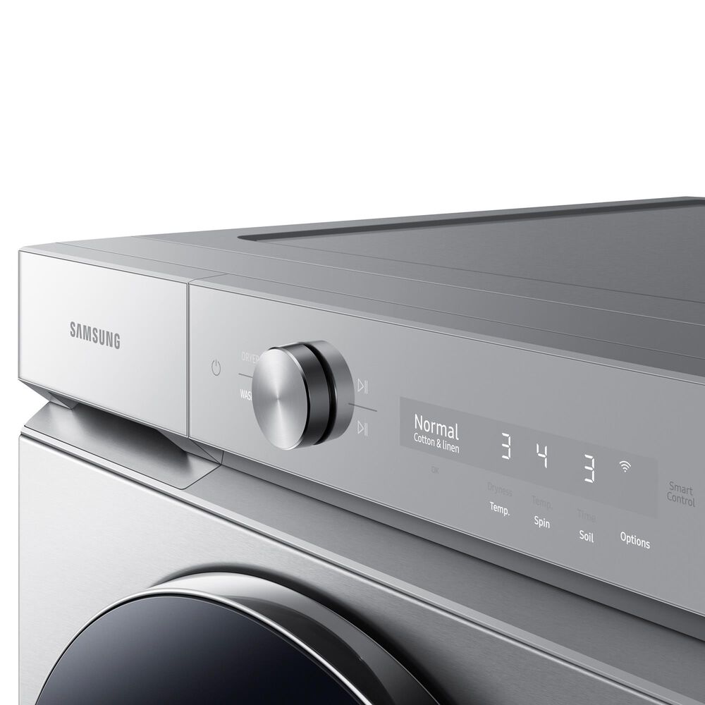 Samsung Bespoke Laundry Pair with 6.1 Cu. Ft. Front Load Washer and 7.6 Cu. Ft. Gas Dryer in Silver Steel, , large