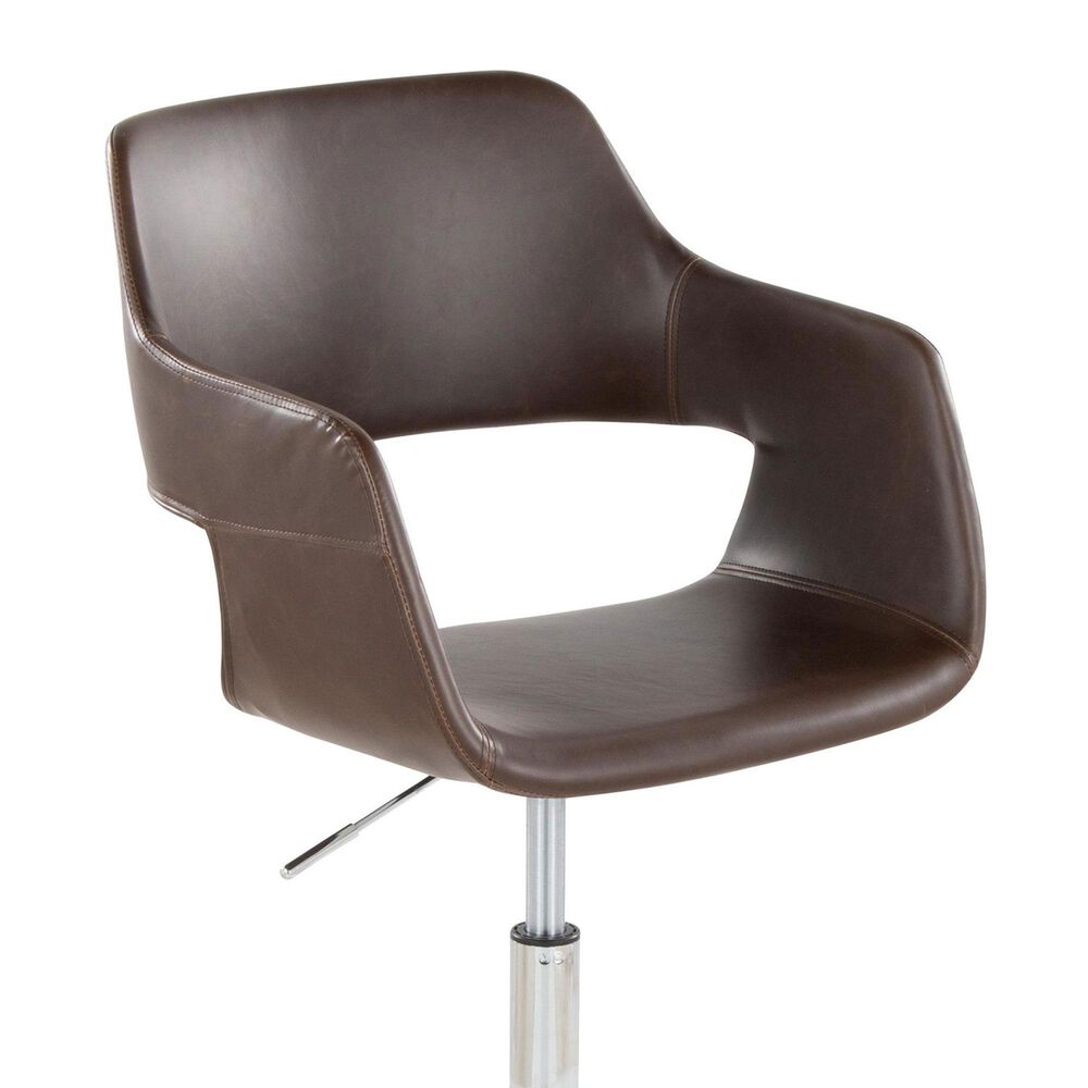LumiSource Margarite Swivel Task Chair with Espresso Faux Leather Cushion in Chrome, , large