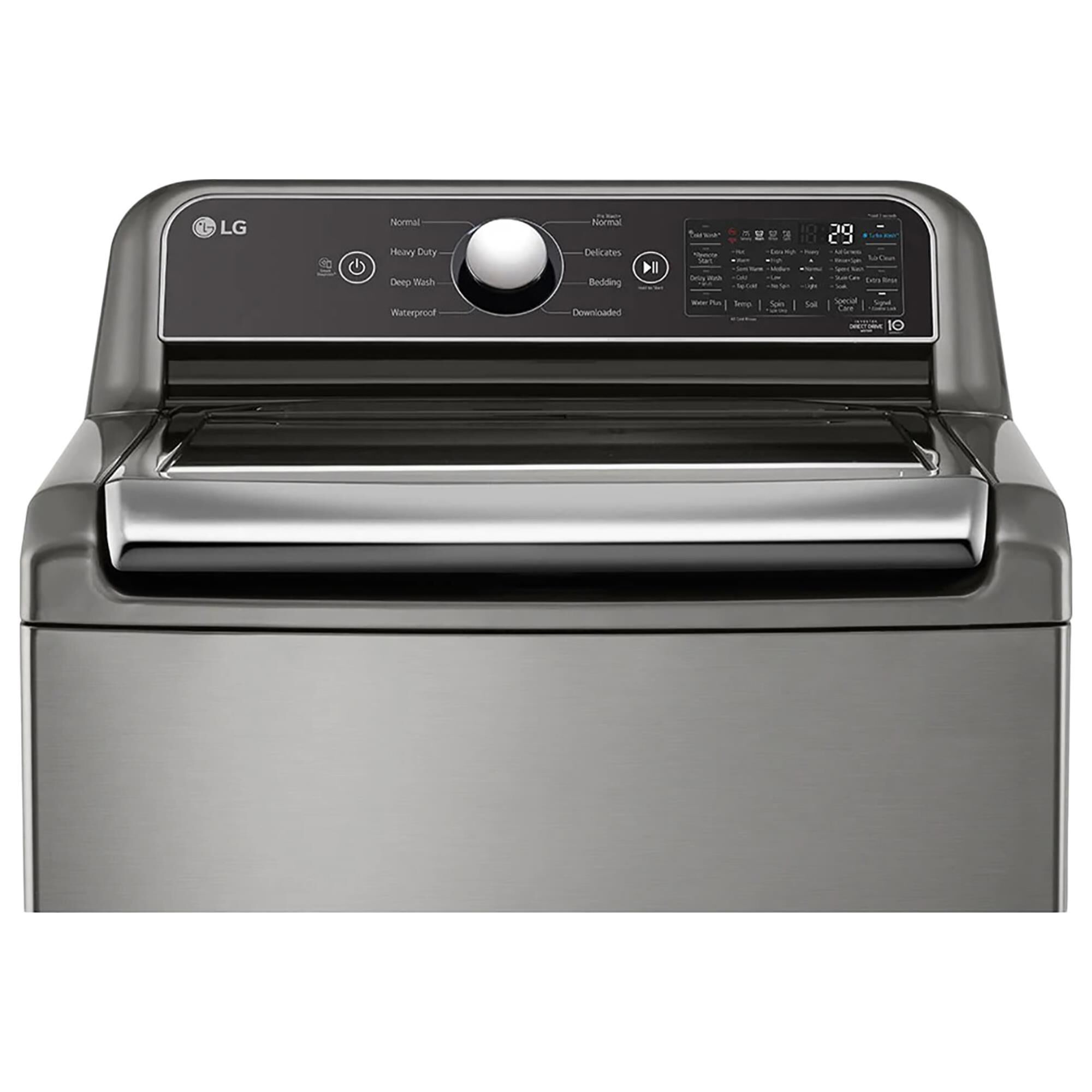 Lg 5.0 cu ft washer and 7.3 top cuft electric wifi enabled top load laundry package