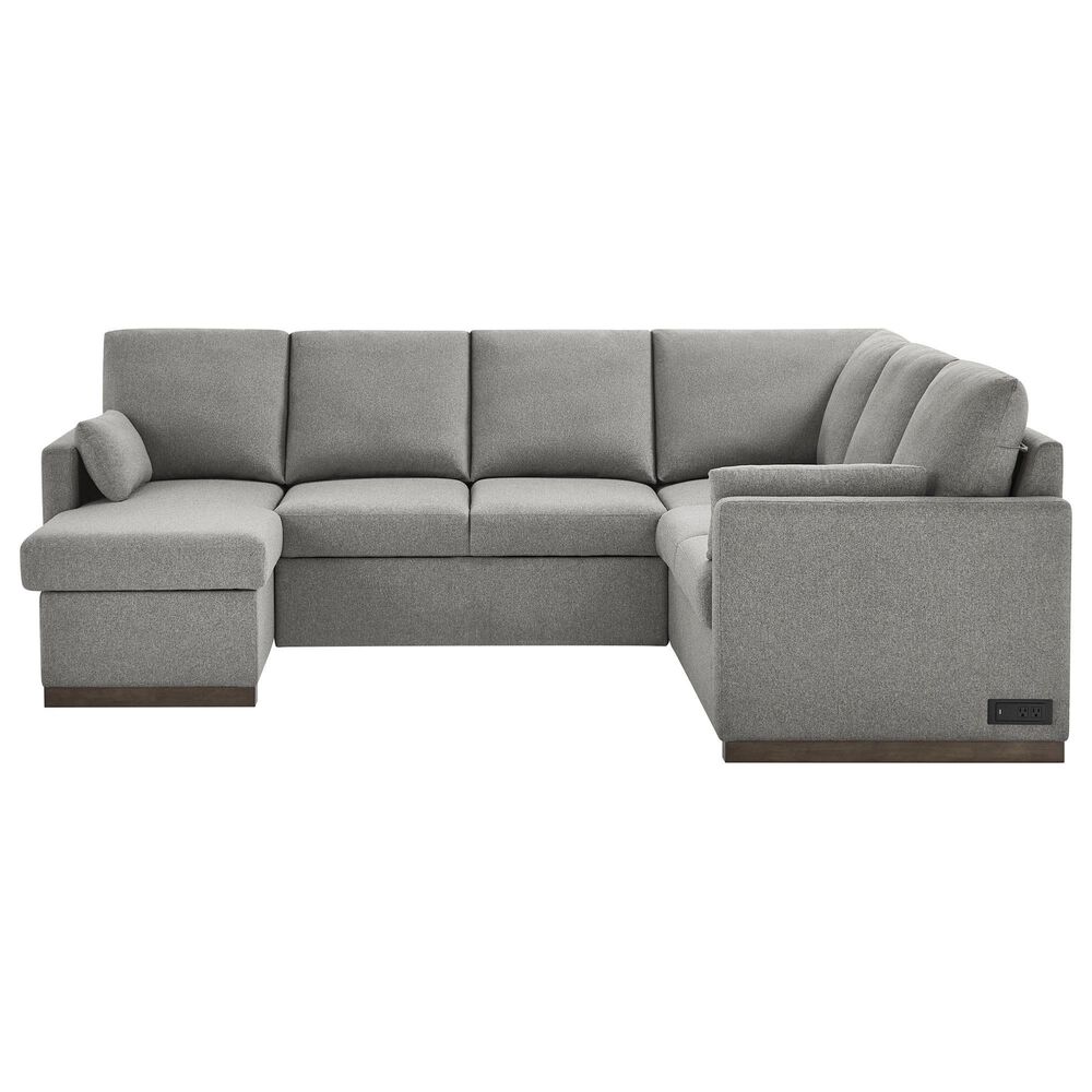 Lifestyle Solutions Edgewood Stationary Convertible Sleeper Sectional in Light Gray, , large