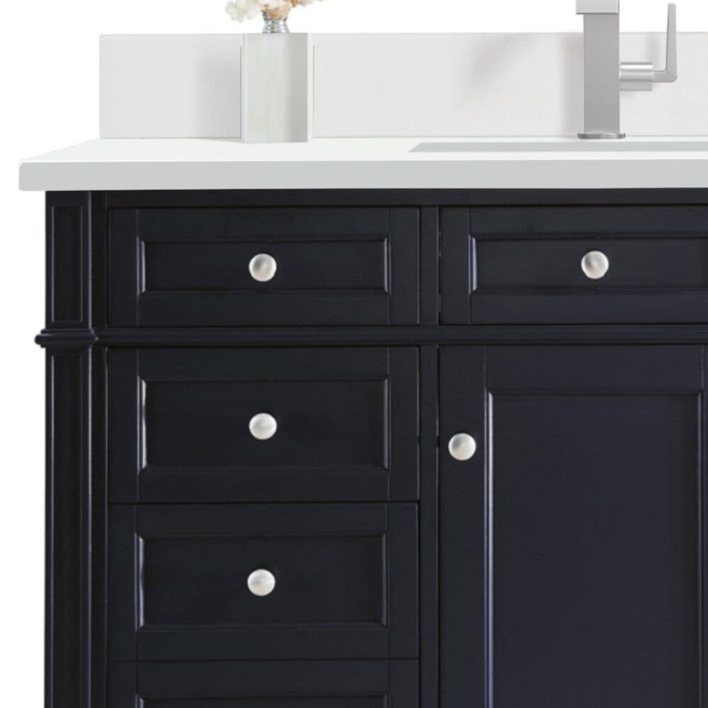 James Martin Vanities Brittany 60&quot; Single Bathroom Vanity in Victory Blue with Single Hole 3 cm White Zeus Quartz Top and Rectangular Sink, , large