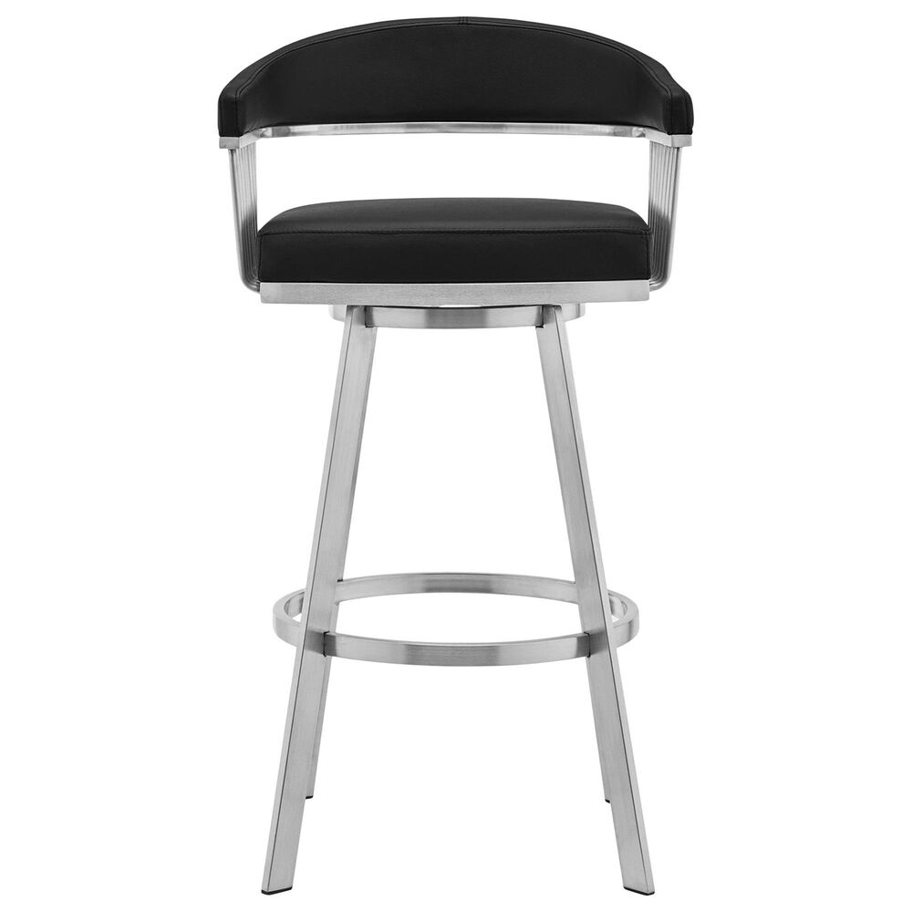 Blue River Chelsea 30&quot; Swivel Barstool with Black Cushion in Brushed Stainless Steel, , large