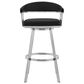 Blue River Chelsea 30" Swivel Barstool with Black Cushion in Brushed Stainless Steel, , large