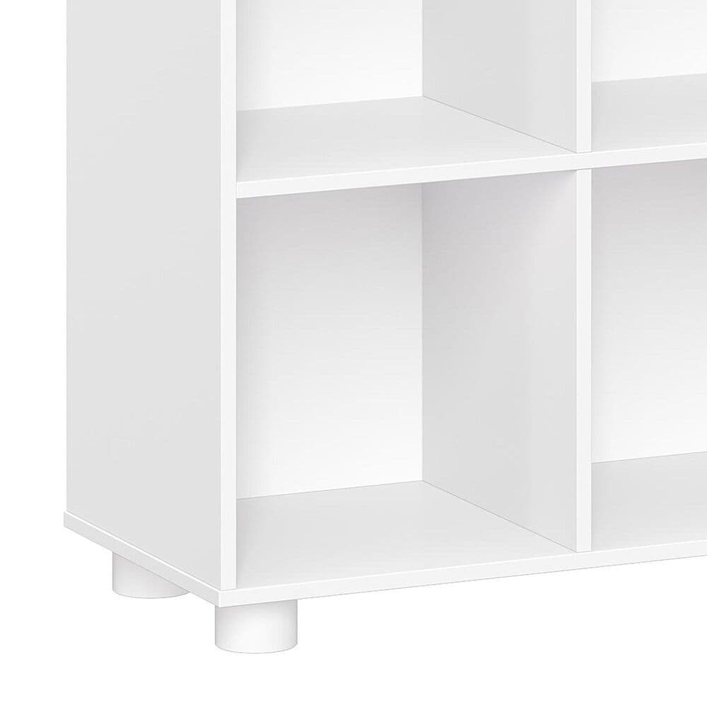 RiverRidge Home Kids Curve Appeal 23" 4-Cubby Bookcase with 2 Navy Bins in White, , large