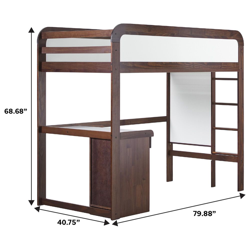 Walker Edison Adyn Twin Loft Bunk Bed with Desk in Walnut, , large