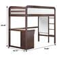 Walker Edison Adyn Twin Loft Bunk Bed with Desk in Walnut, , large