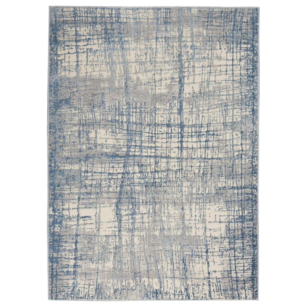 Nourison Rush 5"3" x 7"3" Ivory and Blue Area Rug, , large
