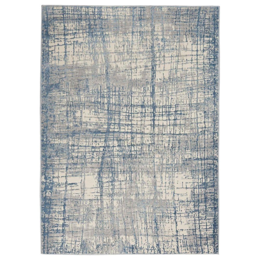 Nourison Rush 5"3" x 7"3" Ivory and Blue Area Rug, , large