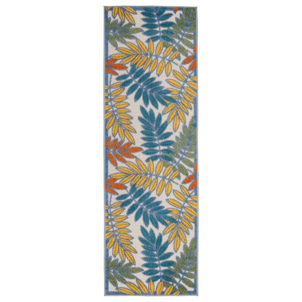 Nourison Aloha ALH18 2"3" x 8" Ivory and Multicolor Indoor/Outdoor Runner, , large