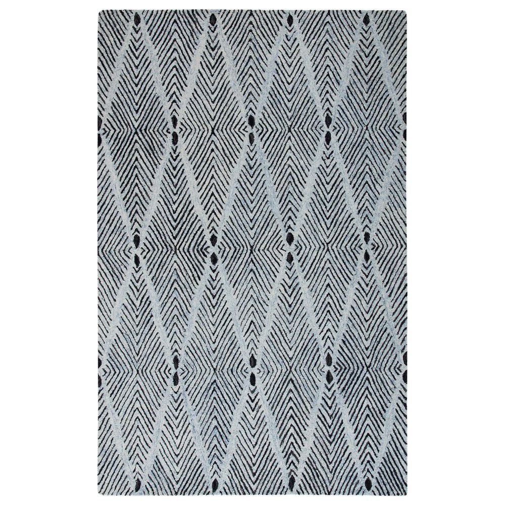 Safavieh Micro-Loop 5" x 8" Light Blue and Charcoal Area Rug, , large