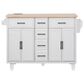 HOMLUX 56.5"" Kitchen Island with Drop Leaf in White and Natural, , large