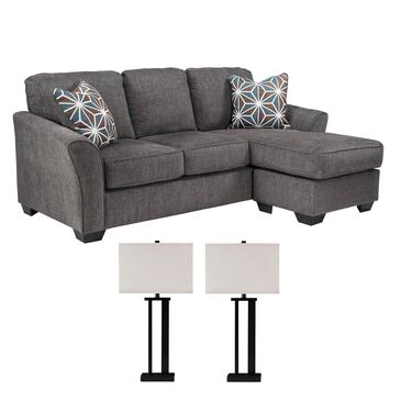 Signature Design by Ashley Sofa in Slate and a Pair of Lamps Set, , large