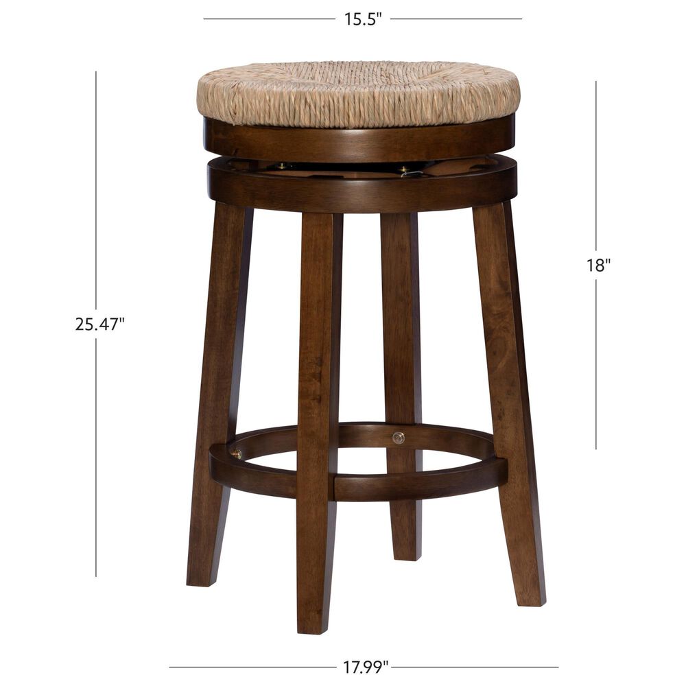 Linon Home Decor Morgan Swivel Counter Stool in Walnut, , large