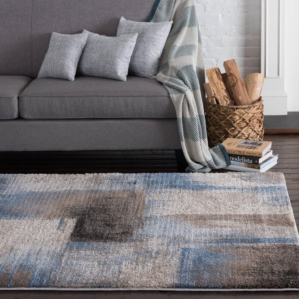 Central Oriental Structures Torrent Flame 5&#39; x 7&#39;6&quot; Brown and Blue Area Rug, , large