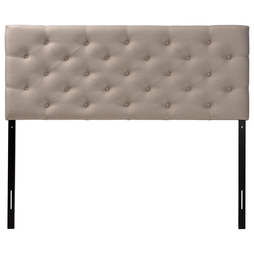 Baxton Studio Viviana Queen Upholstered Headboard in Light Beige, , large