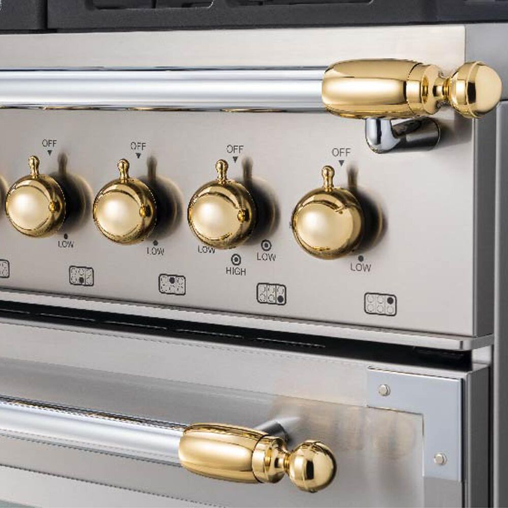 Bertazzoni Heritage Series 36" Induction Range with 5 Heating Zones in Stainless Steel and Gold, , large