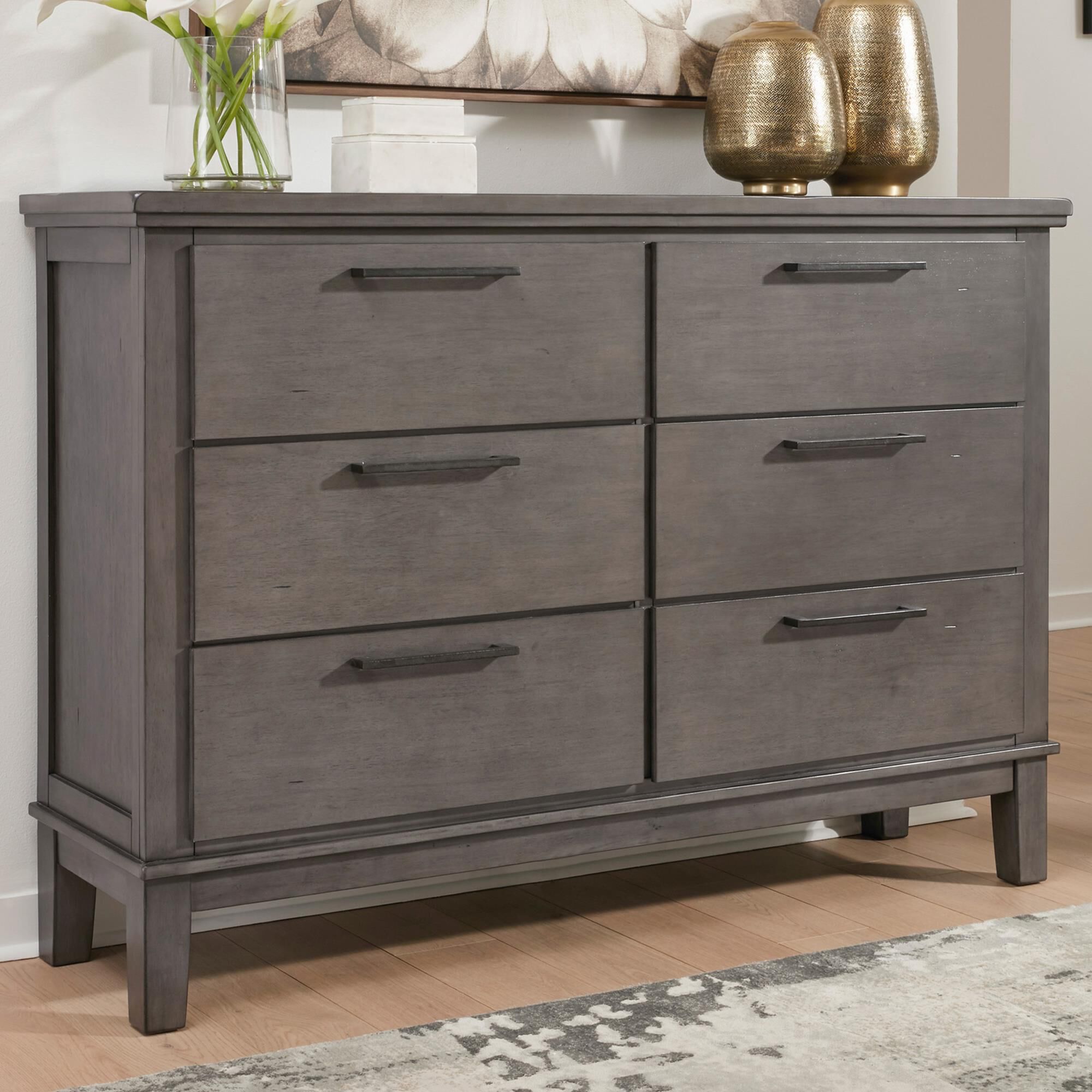 Signature Design by Ashley Hallanden 6 Drawer Dresser in Antiqued