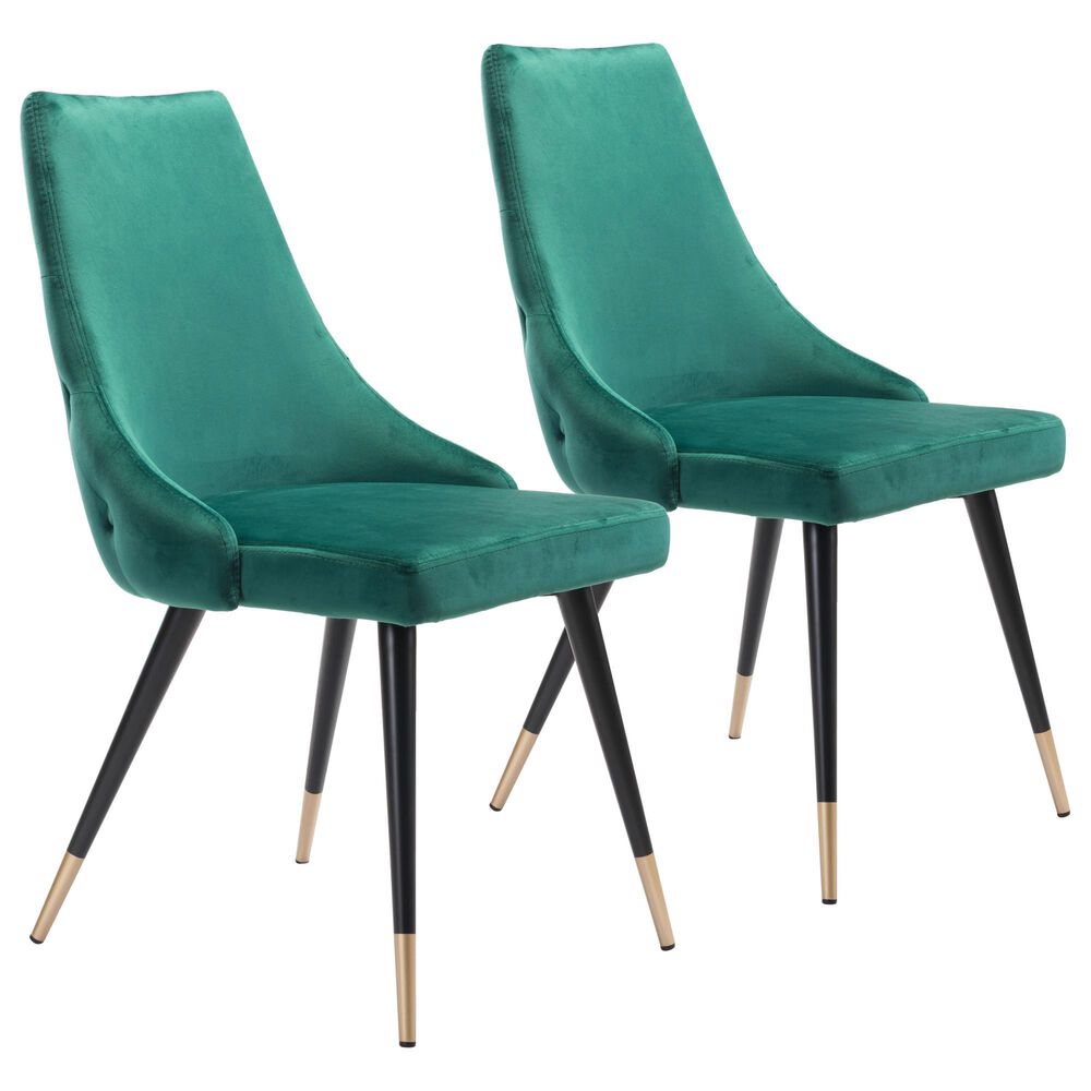Zuo Modern Piccolo Dining Chair in Green/Black/Gold (Set of 2), , large