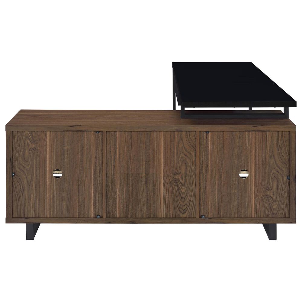 Pacific Landing Maddox 2-Piece L-desk and Bookcase Set in Black and Walnut, , large