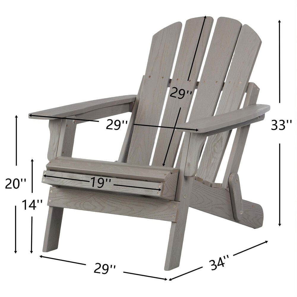 Hearth and Haven Outdoor Folding Adirondack Chair with Seat Board in Gray, , large