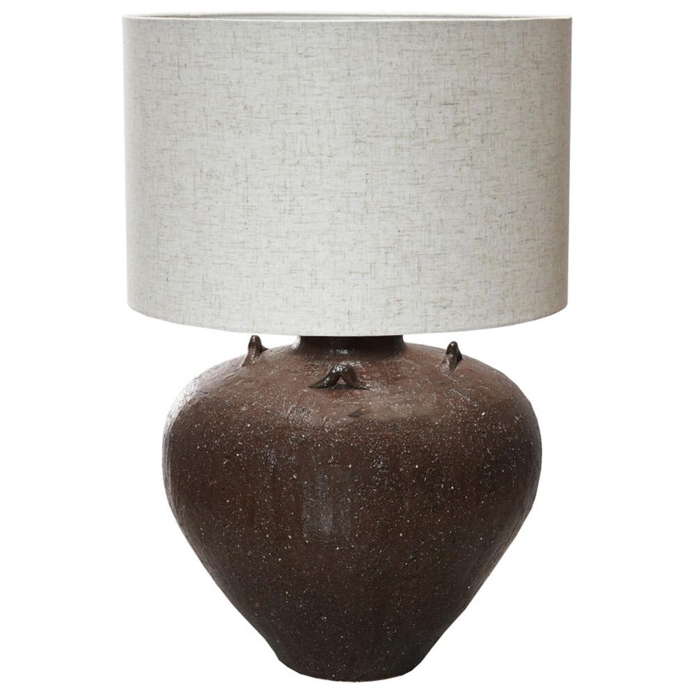Creative Coop Textured Stoneware Table Lamp in Brown, , large