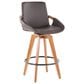 Lumisource Cosmo Swivel Counter Stool with Brown Cushion in Walnut and Black, , large
