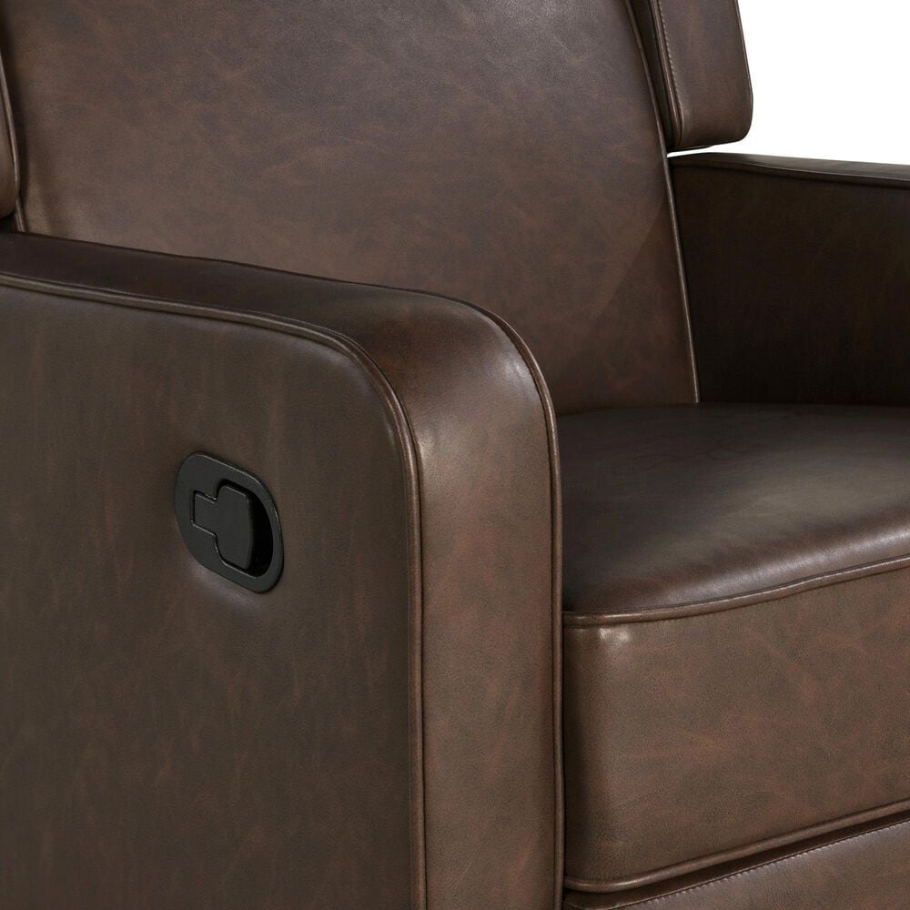 Lifestyle Solutions Emerson Manual Swivel Rocker Recliner in Brown, , large
