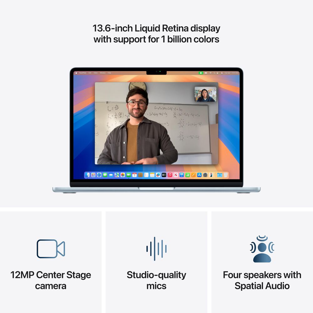 Apple MacBook Air 13-inch Laptop M4 chip - 10 Core CPU - 10 Core GPU - 24GB Memory - 512GB SSD - Sky Blue &#40;Latest Model&#41;, , large
