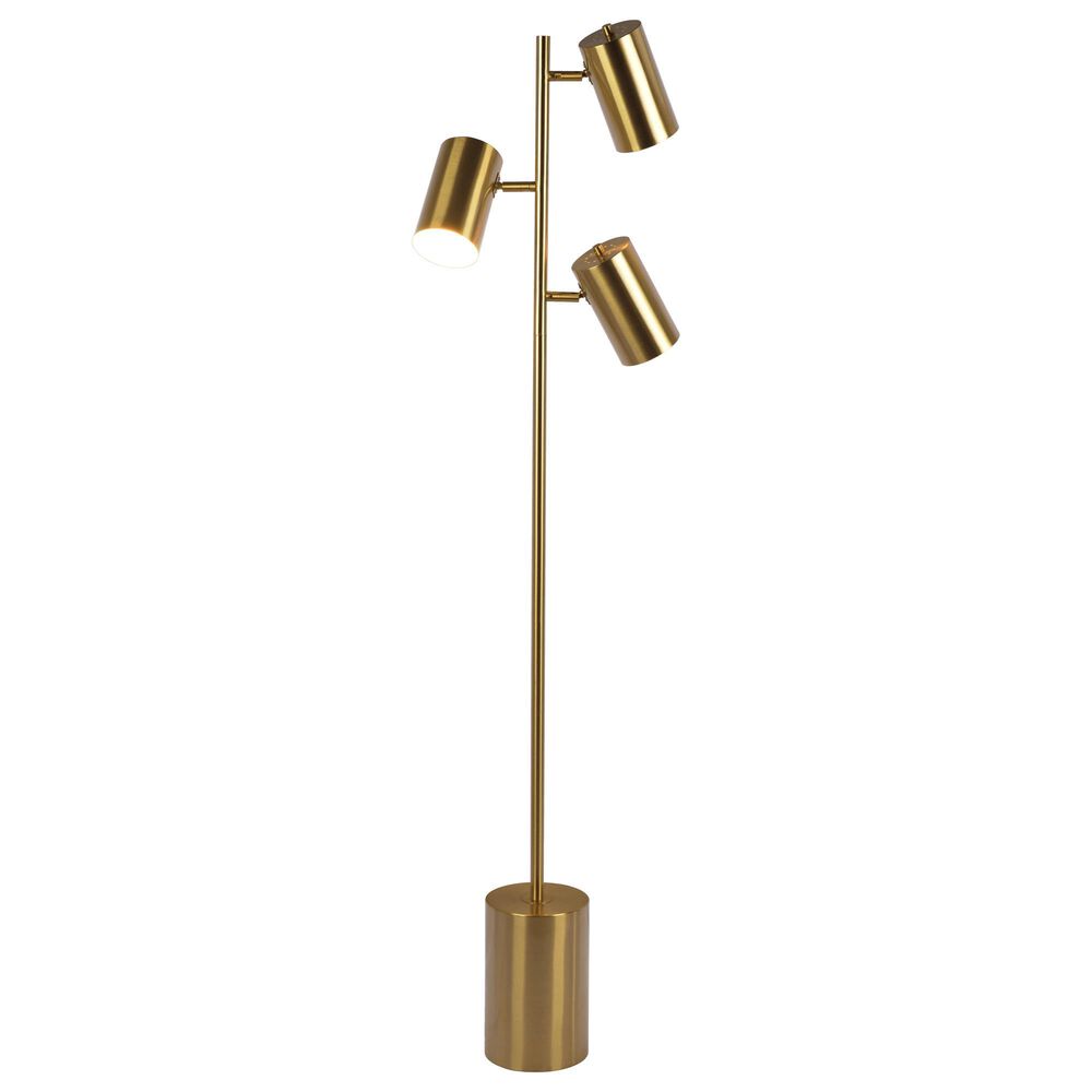 Hearth and Haven Harmony Floor Lamp with Rotary Switch Triple Spots in Gold, , large