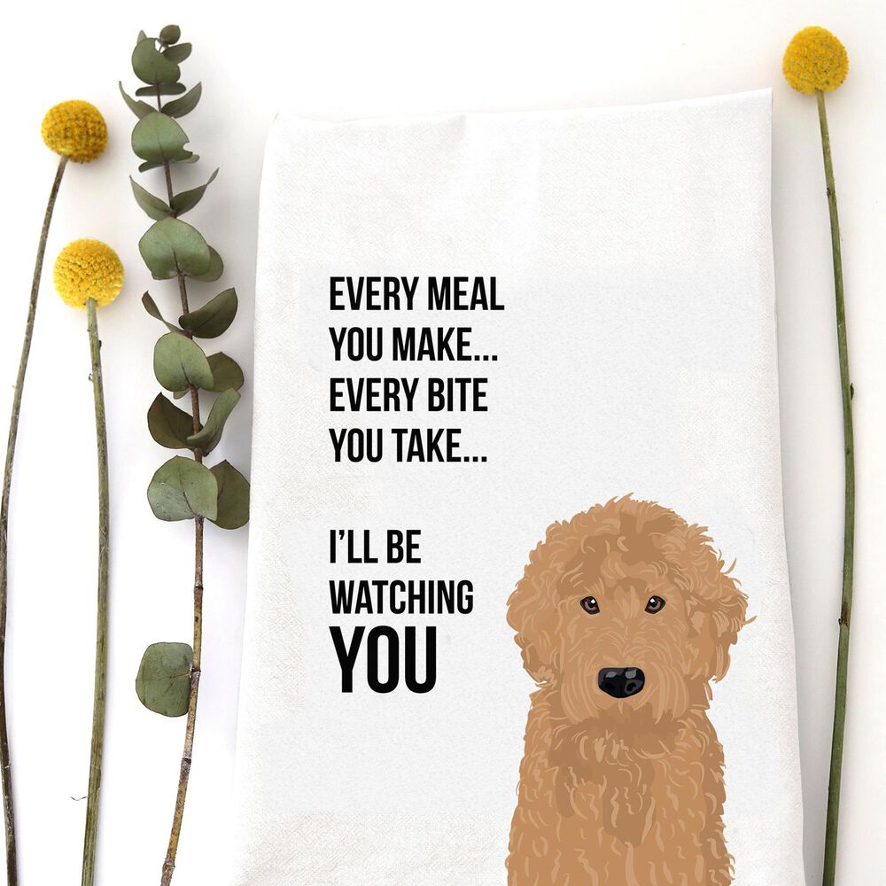 Wildwood Golden Doodle 30" x 30" Kitchen Towel in White, , large