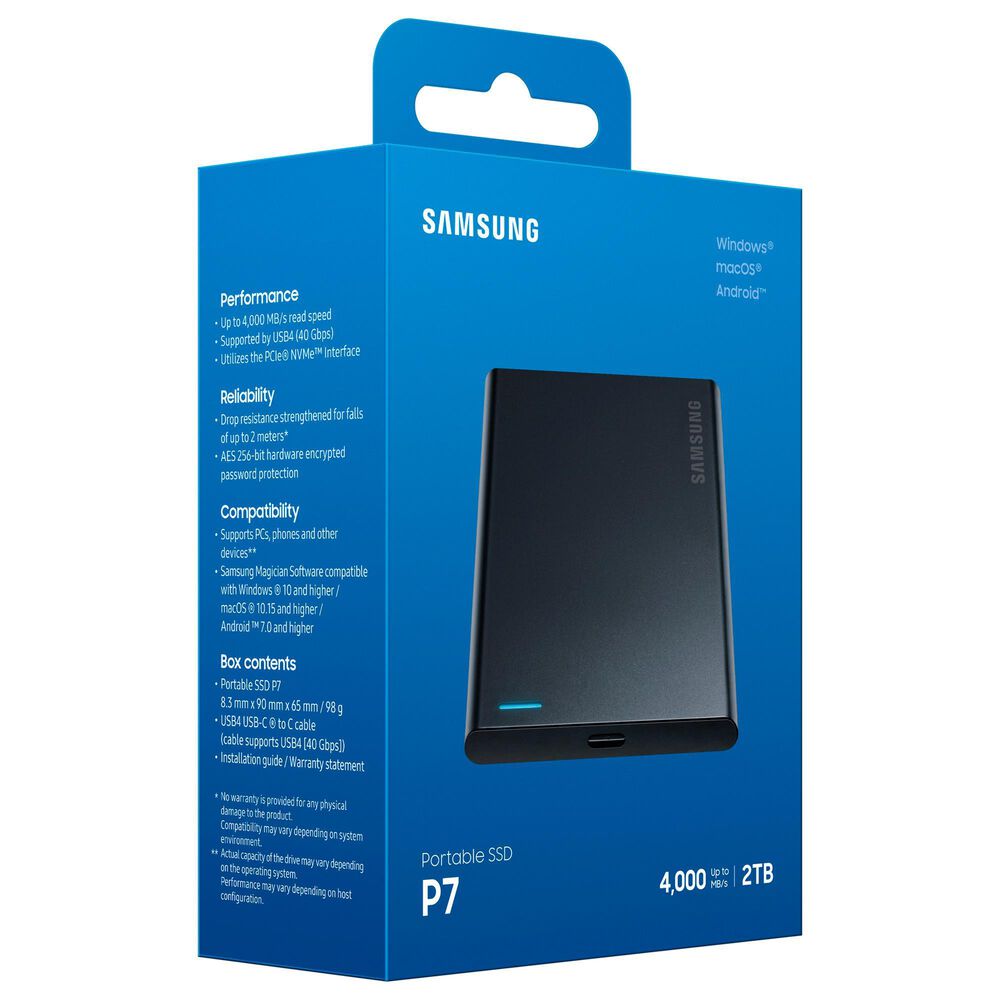 Samsung 2TB P7 Portable SSD in Black, , large