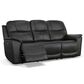 Flexsteel Crew 2-Piece Leather Power Reclining Living Room Set in Raven, , large
