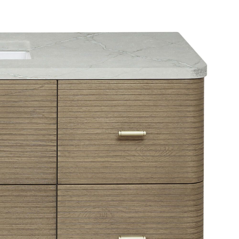 James Martin Vanities Lucian 48" Single Bathroom Vanity in Pebble Oak with 3 cm Victorian Silver Quartz Top, Rectangular Sink and FreePower Wireless Charger, , large