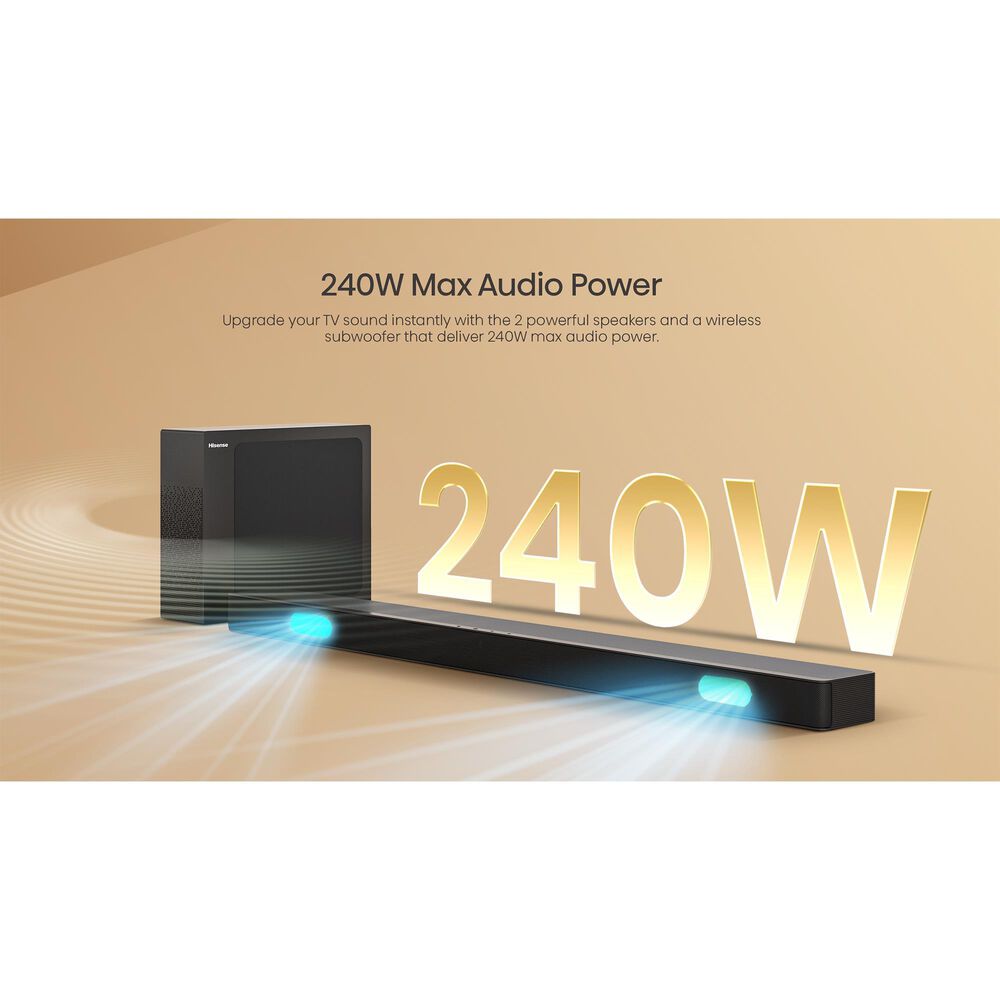 Hisense HS2100 2.1 CH Soundbar with Wireless Subwoofer, , large