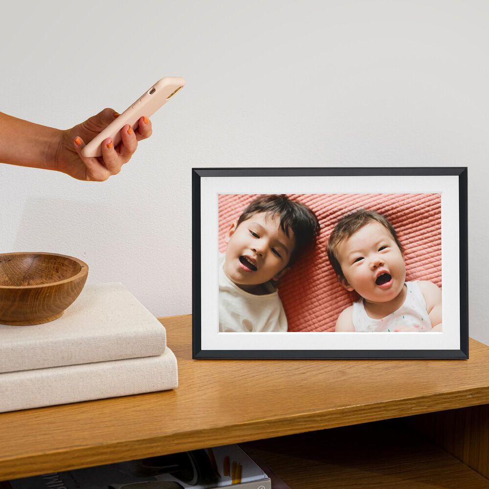 Aura Carver Mat 10" Digital Wi-Fi Photo Frame with Paper Mat in Charcoal, , large
