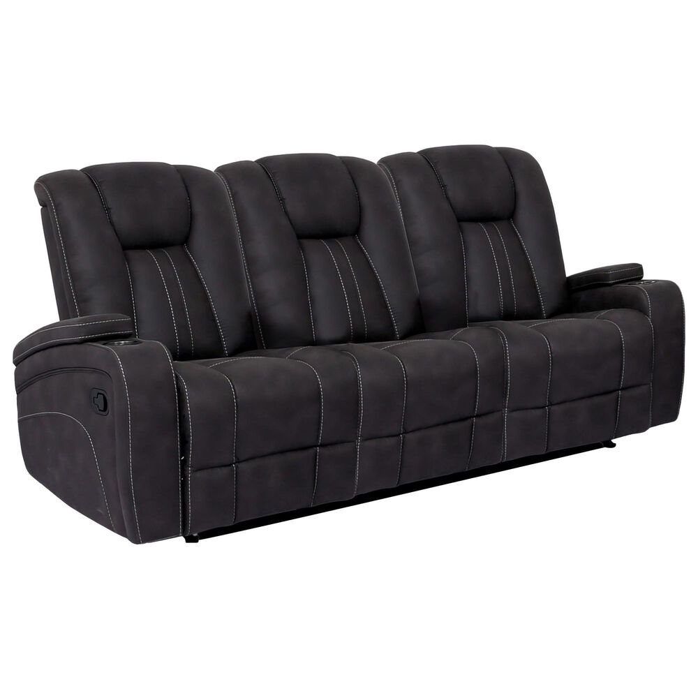Furniture of America Snell Power Reclining Sofa with Power Headrest in Dark Gray, , large