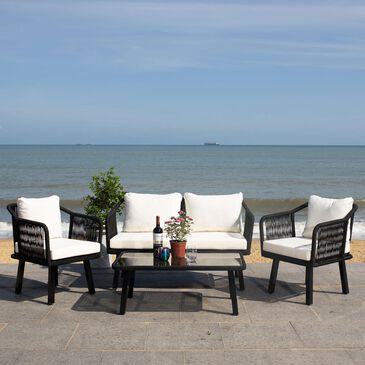 Safavieh Torsla 4-Piece Rope Living Set in Black/Beige, , large